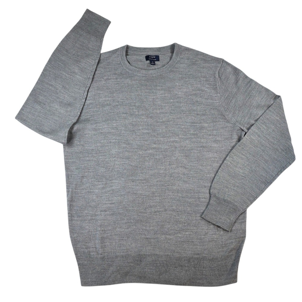 J.Crew Merino Wool Blend Crewneck Sweater Grey M Mens CL440 Capsule Wardrobe